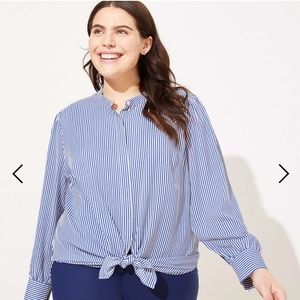 BNWT Loft Striped Crossover Back Utility Blouse